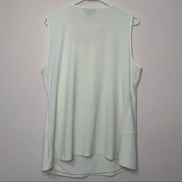 DKNY White Asymmetric Tie-Neck Blouse Sleeveless - Picture 6 of 9